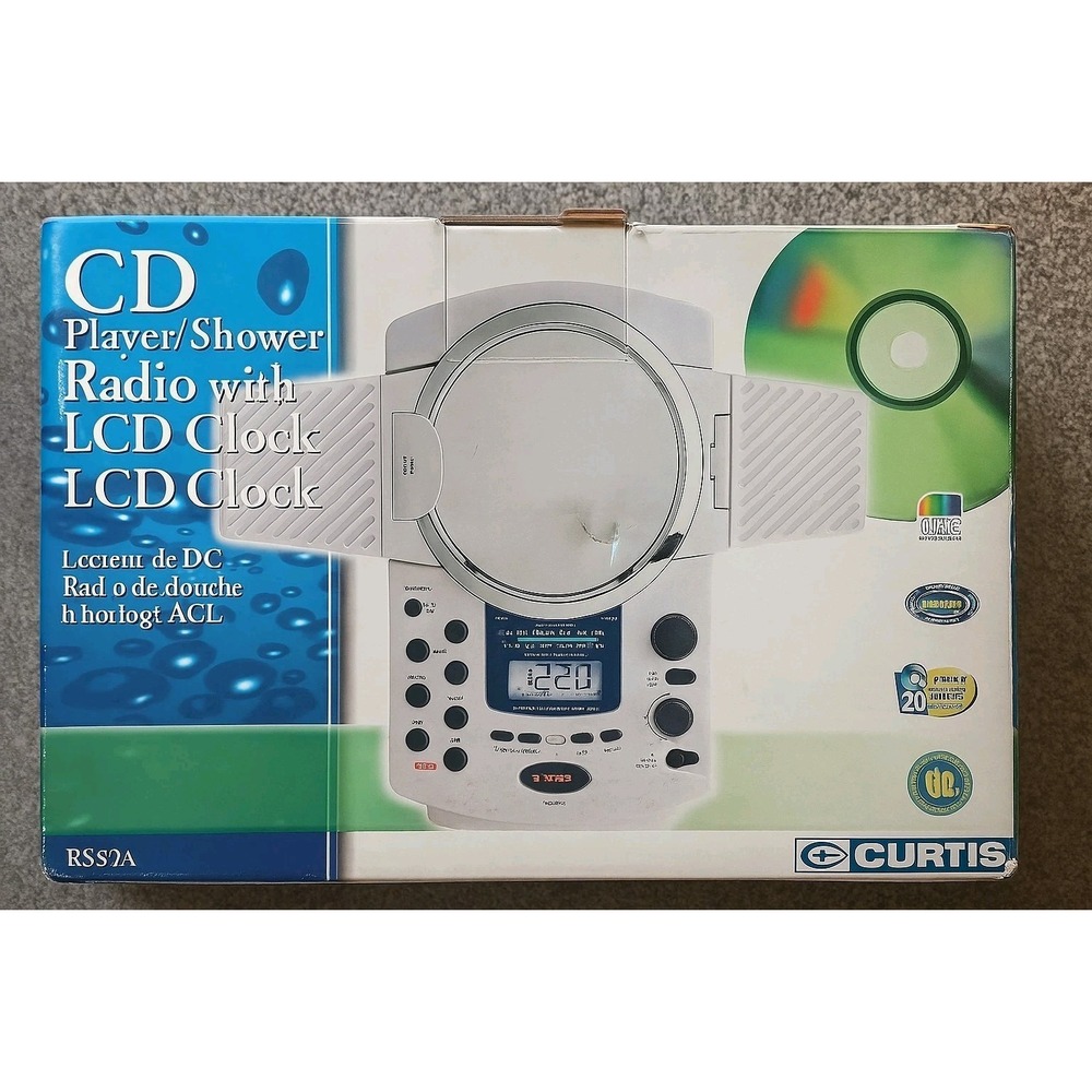 Vintage CURTIS RS59A CD Player Shower Radio LCD Clock Mirror Rare 2000s NOS HTF